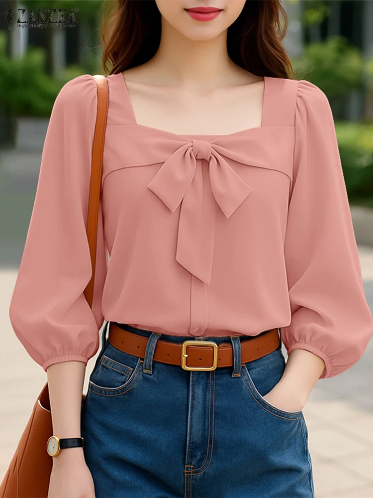 Elegant Square Neck Office Blouse ZANZEA Women Autumn 3/4 Sleeve Solid Tops Stylish Solid OL Work Shirts Casual Bows Tunic 2025
Elegant Square Neck Office Blouse ZANZEA Women Autumn 3/4 Sleeve Solid Tops Stylish Solid OL Work Shirts Casual Bows Tunic 2025