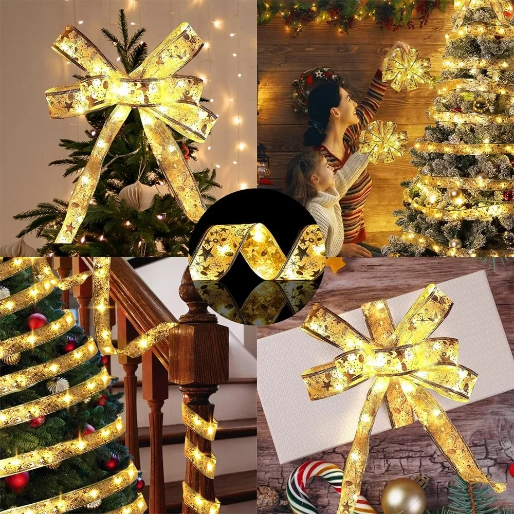 Christmas Tree Ribbon Fairy Lights, Indoor DIY Lace Bows String Light Battery Powered Twinkle for Christmas Tree New Year Decor
Christmas Tree Ribbon Fairy Lights, Indoor DIY Lace Bows String Light Battery Powered Twinkle for Christmas Tree New Year Decor