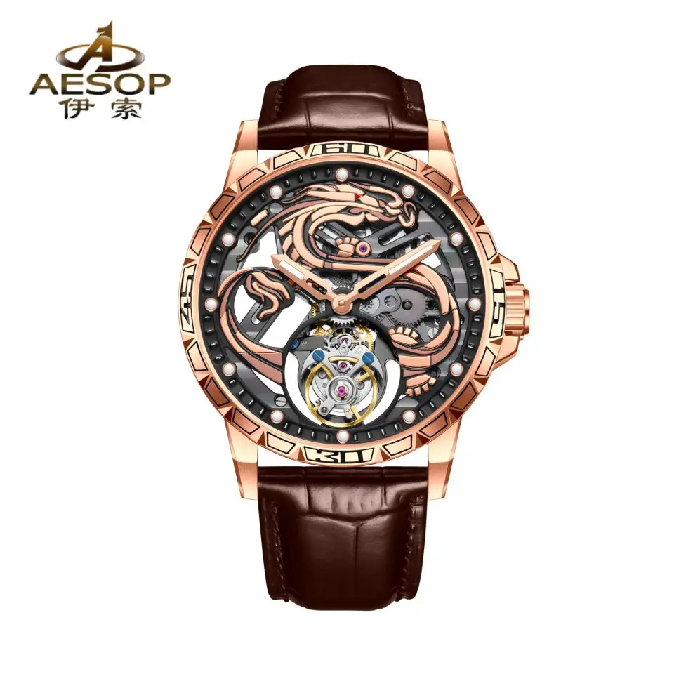 AESOP Flying Tourbillon Movement Mechanical Watch For Men Skeleton Fashion Watches Mens Luxury Sapphire Mirror Loong Pattern
AESOP Flying Tourbillon Movement Mechanical Watch For Men Skeleton Fashion Watches Mens Luxury Sapphire Mirror Loong Pattern
