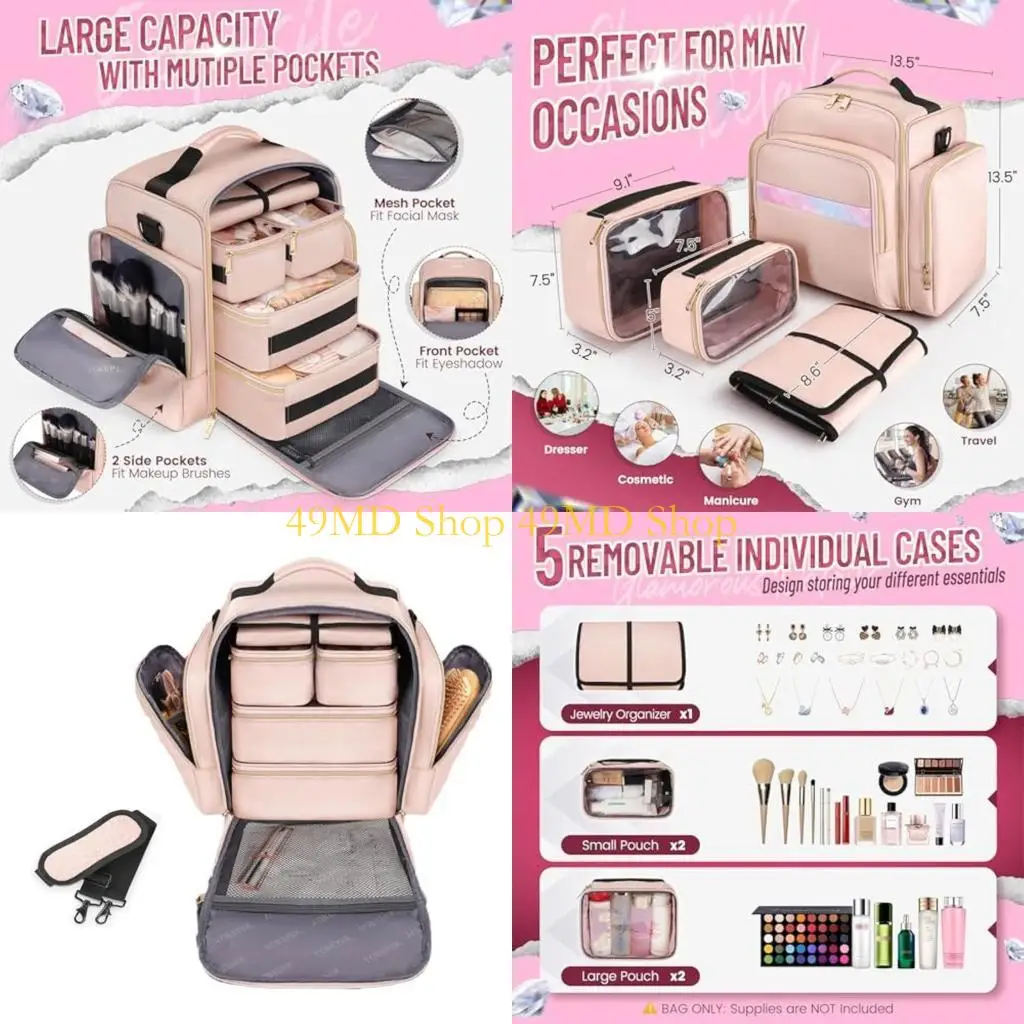49MD Waterproof Travel Cosmetic Bag with Removable Storage Boxes Multi Compartment Design Practical Polyester Makeup
49MD Waterproof Travel Cosmetic Bag with Removable Storage Boxes Multi Compartment Design Practical Polyester Makeup
