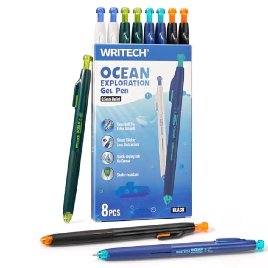 Retractable Gel Ink Pens: 8ct Black Ink 0.5mm Fine Point Tip Click Pen for Smooth Writing Journaling Note Taking Sketching No S 
Retractable Gel Ink Pens: 8ct Black Ink 0.5mm Fine Point Tip Click Pen for Smooth Writing Journaling Note Taking Sketching No S