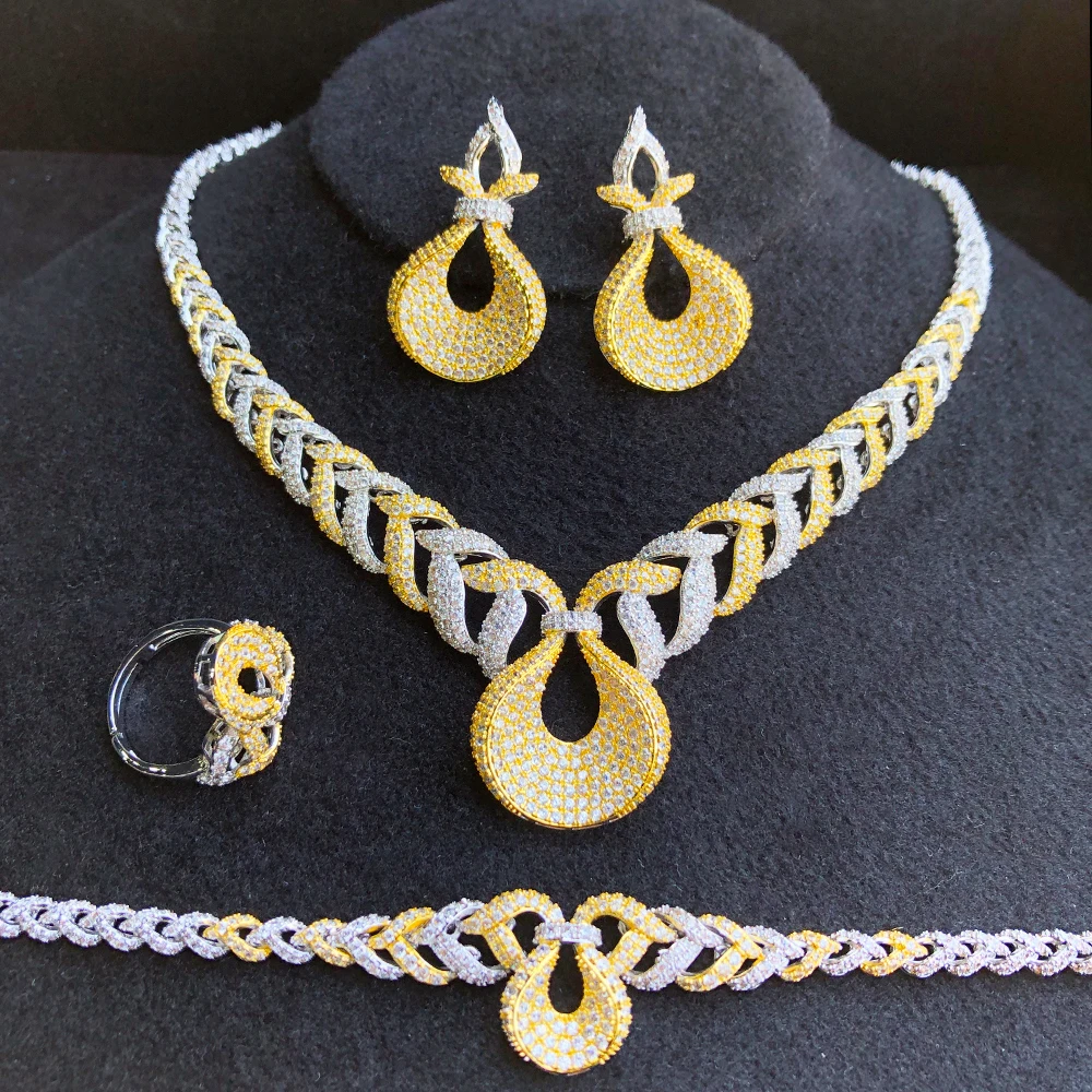 Missvikki Luxury 4PCS Necklace Earrings Bangle Ring Jewelry Sets For Women Cubic Zircon Wedding Bridal Jewelry High Quality
Missvikki Luxury 4PCS Necklace Earrings Bangle Ring Jewelry Sets For Women Cubic Zircon Wedding Bridal Jewelry High Quality