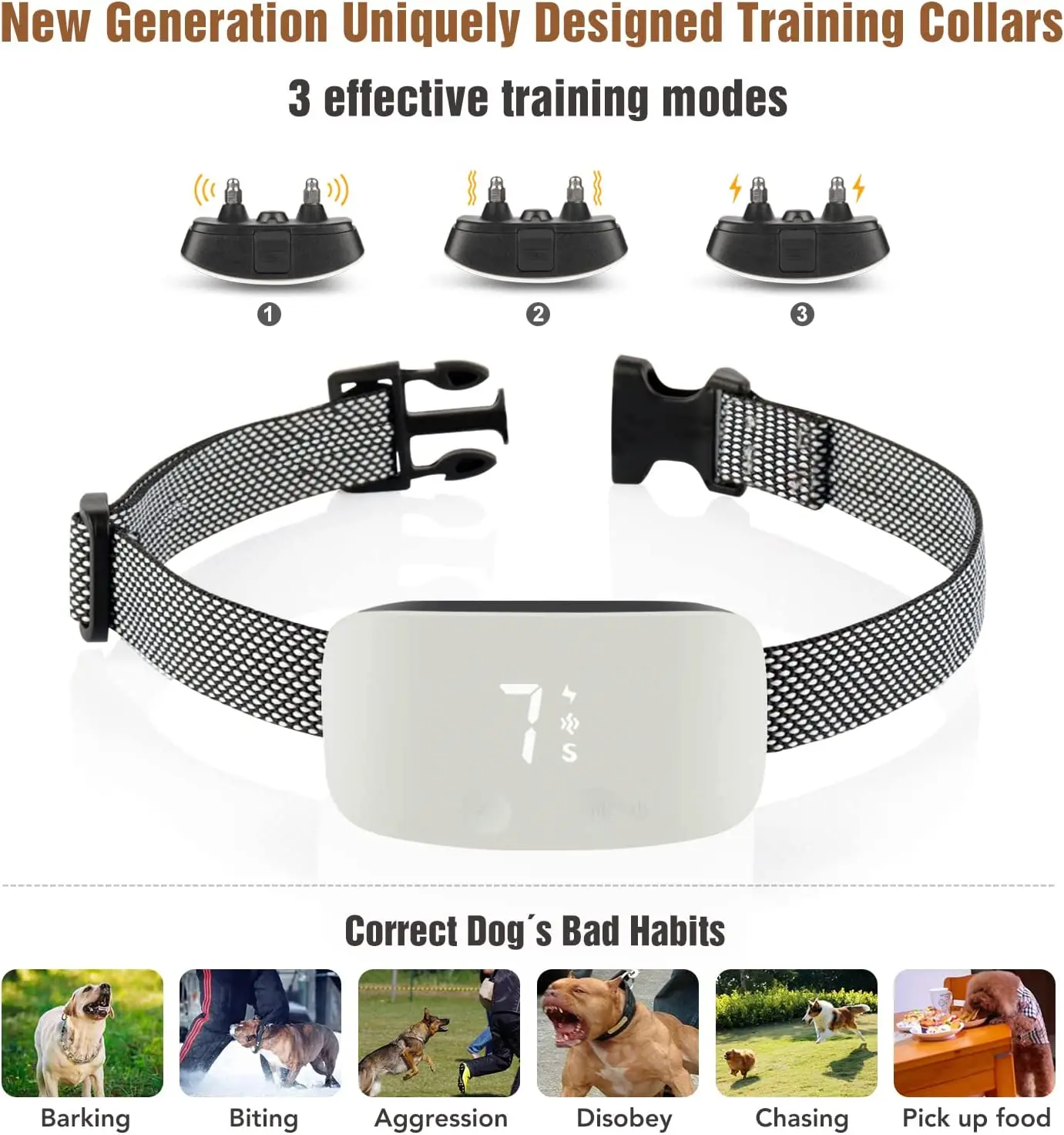 E5 Smart Dog Bark Collar,Automatic Bark Training Collar with 3 Modes Sound/Vibration/Shock Dog Supplies Pet Collar Accessories
E5 Smart Dog Bark Collar,Automatic Bark Training Collar with 3 Modes Sound/Vibration/Shock Dog Supplies Pet Collar Accessories