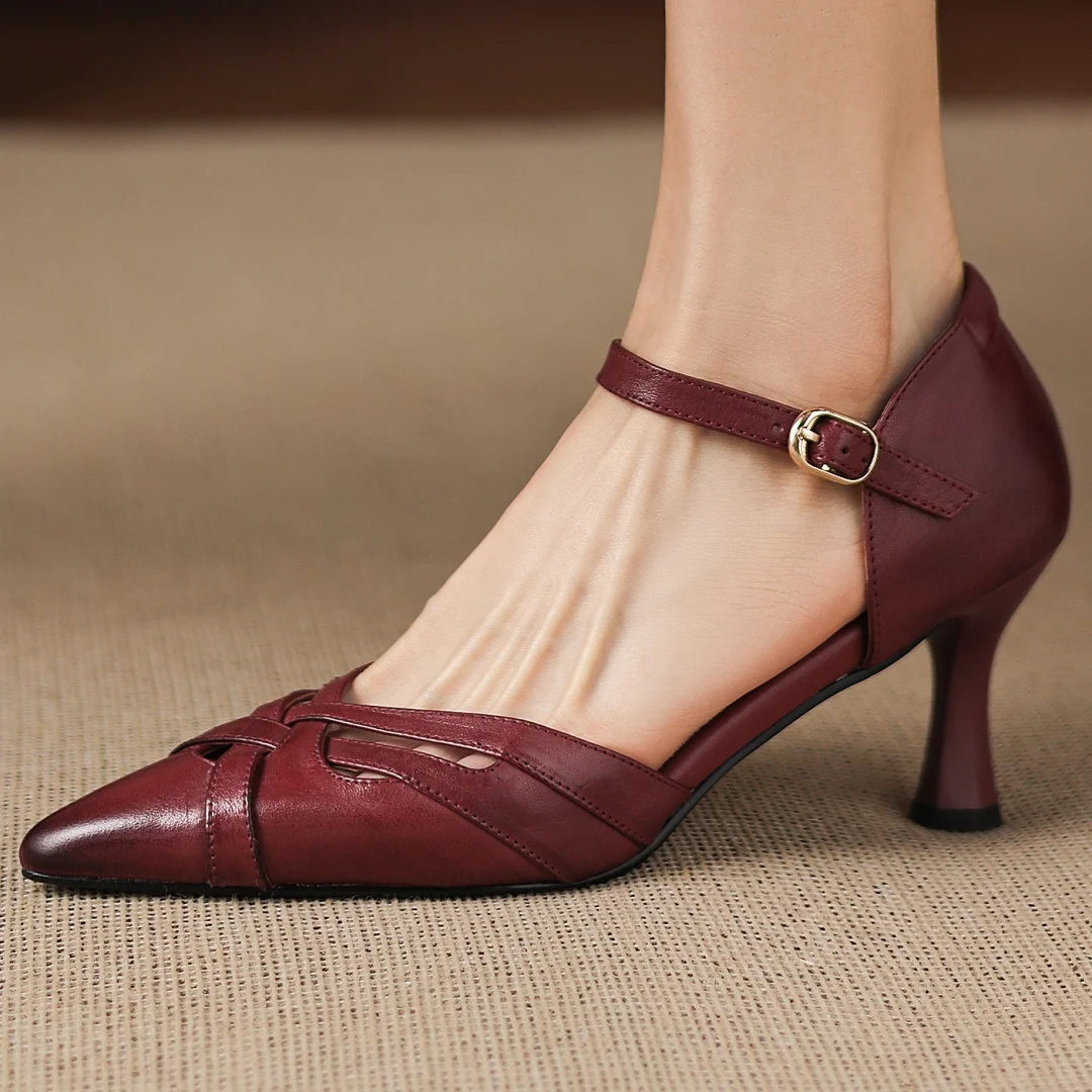 Flokathy women's cow leather narrow band braided pointed toe ankle strap sandals 7cm thin high heel summer dress heels pumps hot
Flokathy women's cow leather narrow band braided pointed toe ankle strap sandals 7cm thin high heel summer dress heels pumps hot