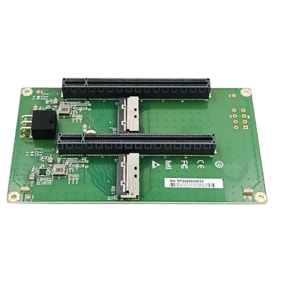 Dual MCIO 8I to 2x PCIe5.0 X16 Slot Riser Card with ATX 2x3 Pin GPU Power Connector
Dual MCIO 8I to 2x PCIe5.0 X16 Slot Riser Card with ATX 2x3 Pin GPU Power Connector