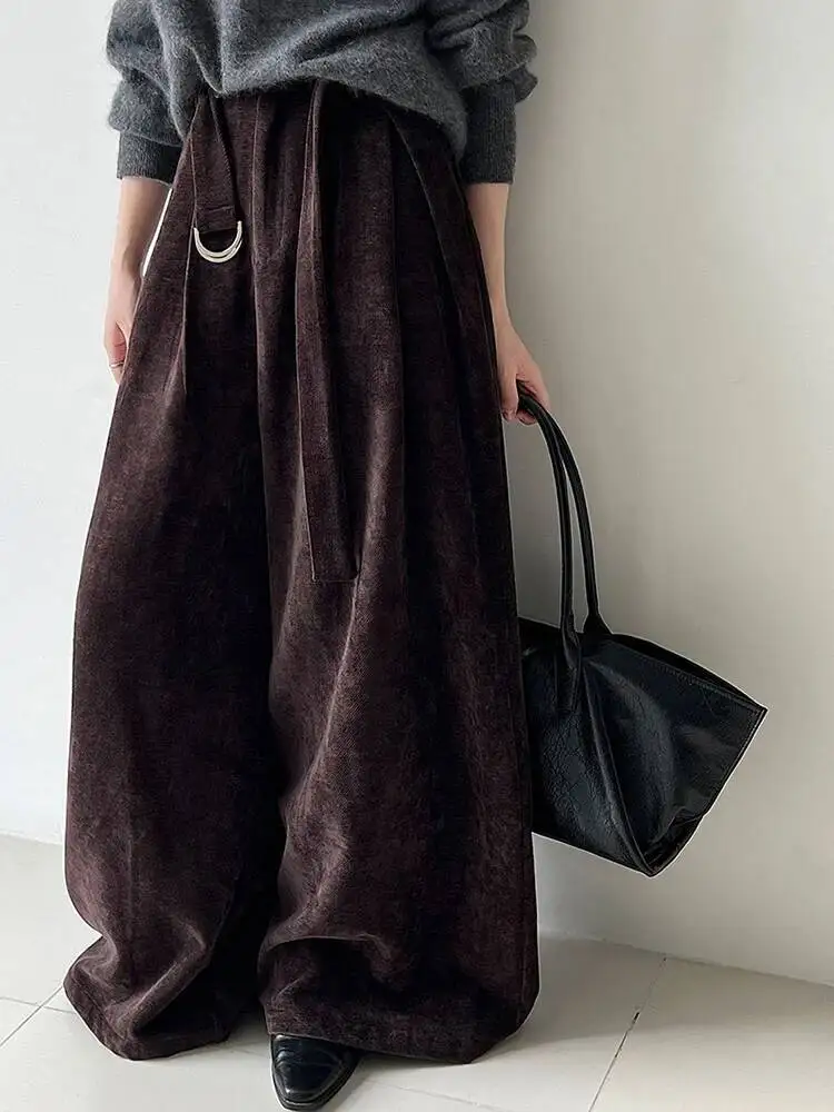 Кофейные плиссированные винтажные толстые широкие длинные брюки с высокой талией, новые брюки, женские модные брюки, весна-осень
Кофейные плиссированные винтажные толстые широкие длинные брюки с высокой талией, новые брюки, женские модные брюки, весна-осень