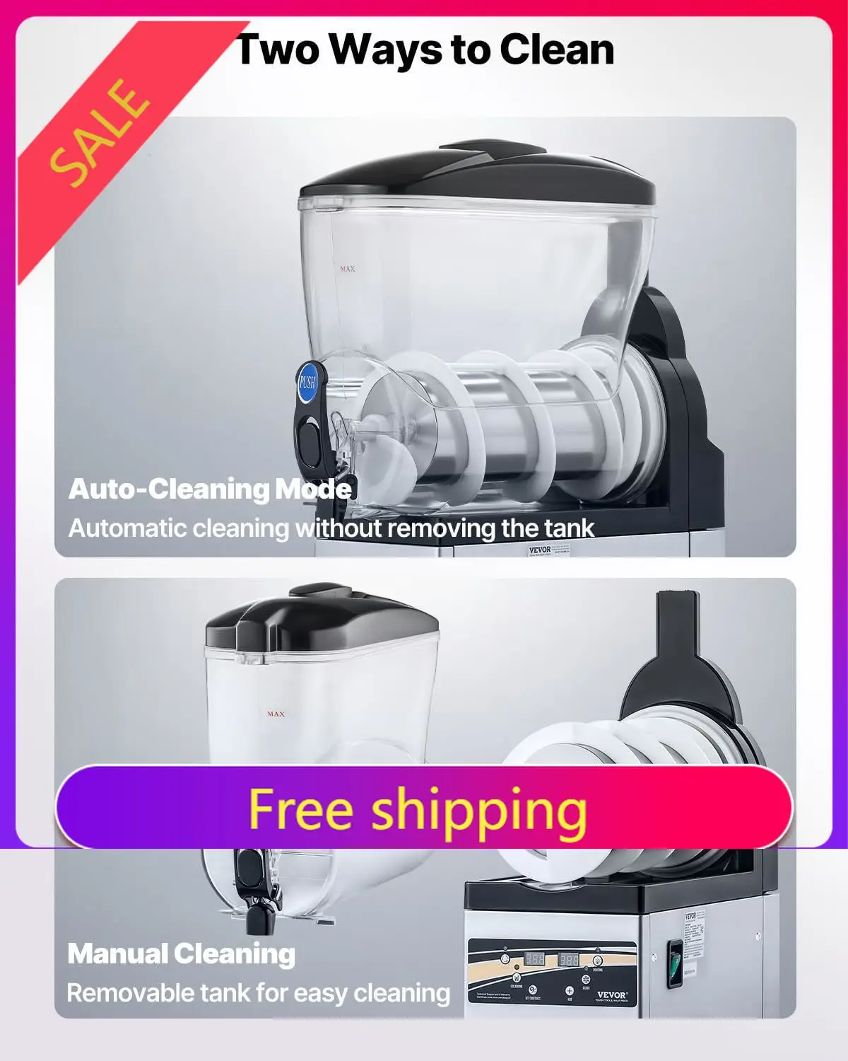 VEVOR Slushie Machine, 15L Single Tank Commercial Margarita Machine, 60 Cups Stainless Steel Margarita Smoothie Frozen Drink Mac
VEVOR Slushie Machine, 15L Single Tank Commercial Margarita Machine, 60 Cups Stainless Steel Margarita Smoothie Frozen Drink Mac