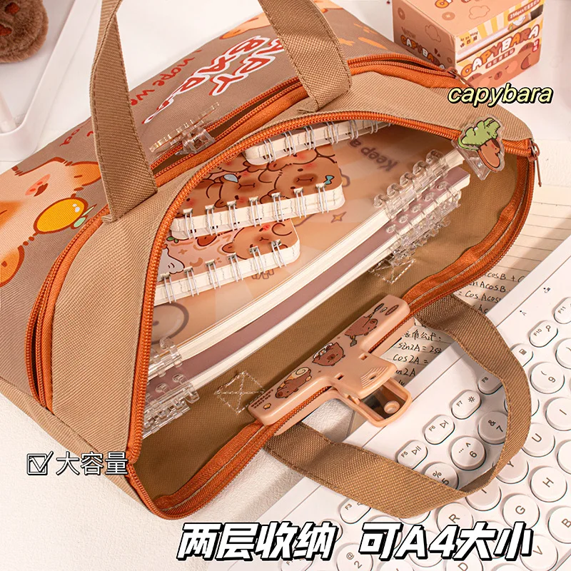 2 Pcs Capybara Tutoring File Test Paper Bag, Student Make-up Learning, Tote Bag, Zipper Model, Stationery Holder
2 Pcs Capybara Tutoring File Test Paper Bag, Student Make-up Learning, Tote Bag, Zipper Model, Stationery Holder