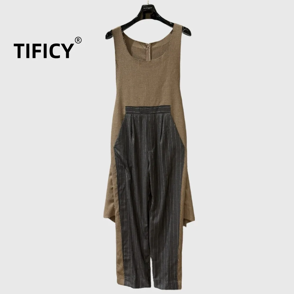 High Street Cotton Romper and Jumpsuits Fashion Y2k Women's Style Striped Contrasting Splicing Irregular Trendy Woolen Jumpsuit
High Street Cotton Romper and Jumpsuits Fashion Y2k Women's Style Striped Contrasting Splicing Irregular Trendy Woolen Jumpsuit