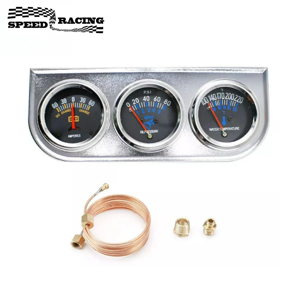 2'' 52mm Chrome Car Triple Gauge Set Kit Amp Meter Water Temp Oil Pressure 3in1 Fits Most Hot Rods and Classics Engines
2'' 52mm Chrome Car Triple Gauge Set Kit Amp Meter Water Temp Oil Pressure 3in1 Fits Most Hot Rods and Classics Engines