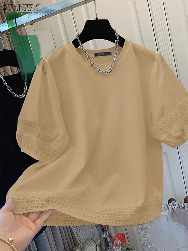 Women Solid Color Tees ZANZEA Fashion Short Sleeve O-neck Tops 2025 Summer Lace Stitching Tunics Casual Loose Korean T-shirts
Women Solid Color Tees ZANZEA Fashion Short Sleeve O-neck Tops 2025 Summer Lace Stitching Tunics Casual Loose Korean T-shirts