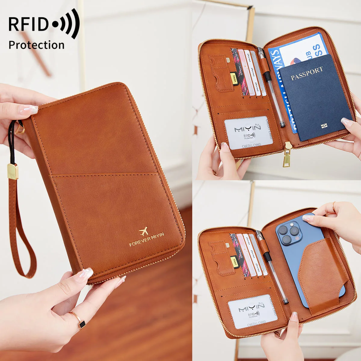 RFID anti-theft brush long zipper passport bag Multi-functional travel ticket storage document bag for men and women
RFID anti-theft brush long zipper passport bag Multi-functional travel ticket storage document bag for men and women