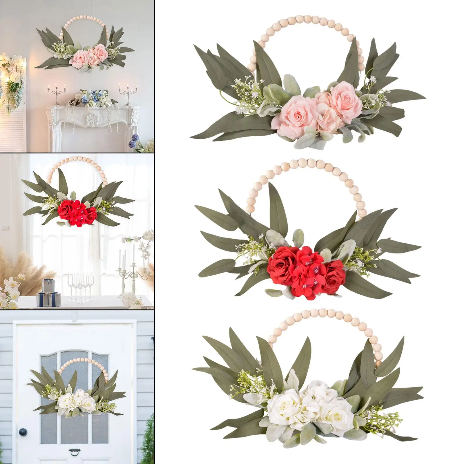 Wood Bead Floral Wreath DIY Craft Housewarming Gift Spring Summer Garland Front Door Floral Hoop for Wedding Office Holiday Wall
Wood Bead Floral Wreath DIY Craft Housewarming Gift Spring Summer Garland Front Door Floral Hoop for Wedding Office Holiday Wall