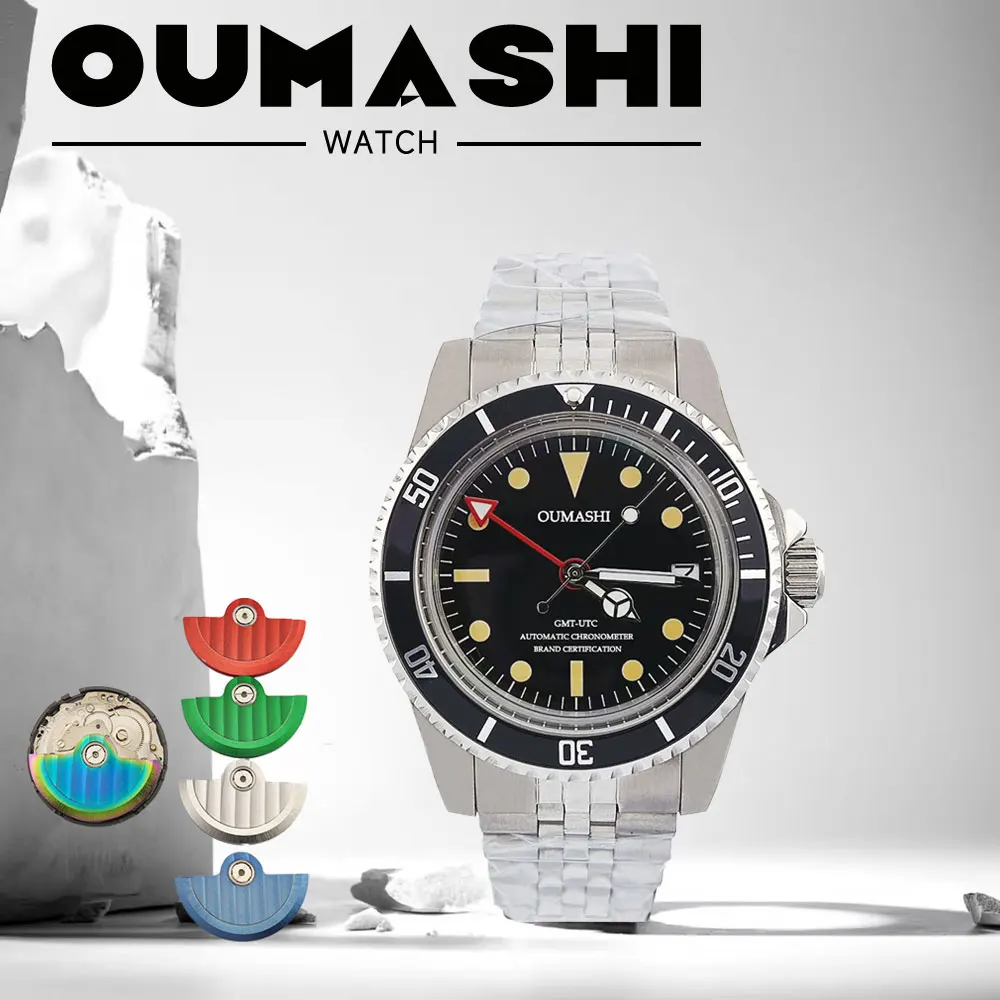 OUMASHI GMT Men's Watch Form to the bezel 39.5mm dome glass mechanical clock diving NH34 automatic watch
OUMASHI GMT Men's Watch Form to the bezel 39.5mm dome glass mechanical clock diving NH34 automatic watch