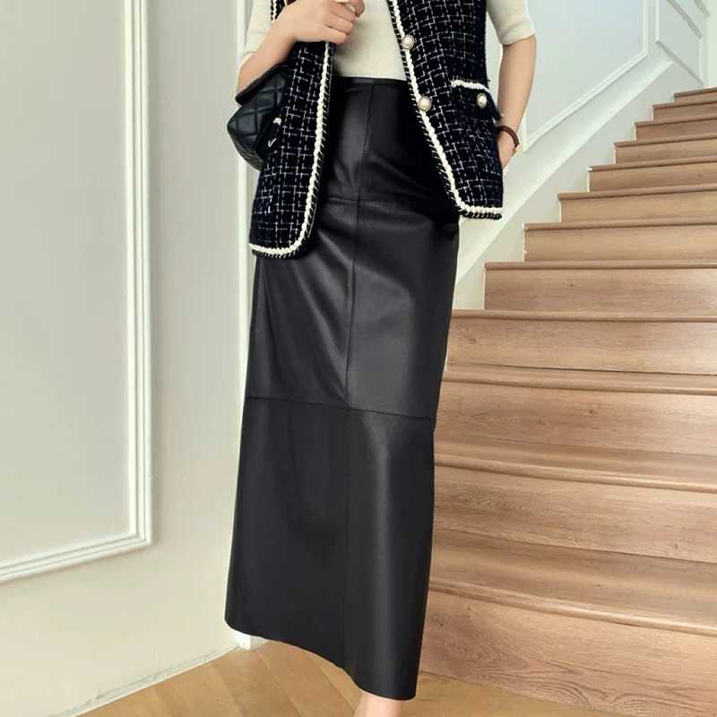 Fashion Genuine Leather Long Skirts for Women 2026 Fall Winter High Waist Back Slit Female Sheepskin Bodycon Slim-fit Skirts
Fashion Genuine Leather Long Skirts for Women 2026 Fall Winter High Waist Back Slit Female Sheepskin Bodycon Slim-fit Skirts