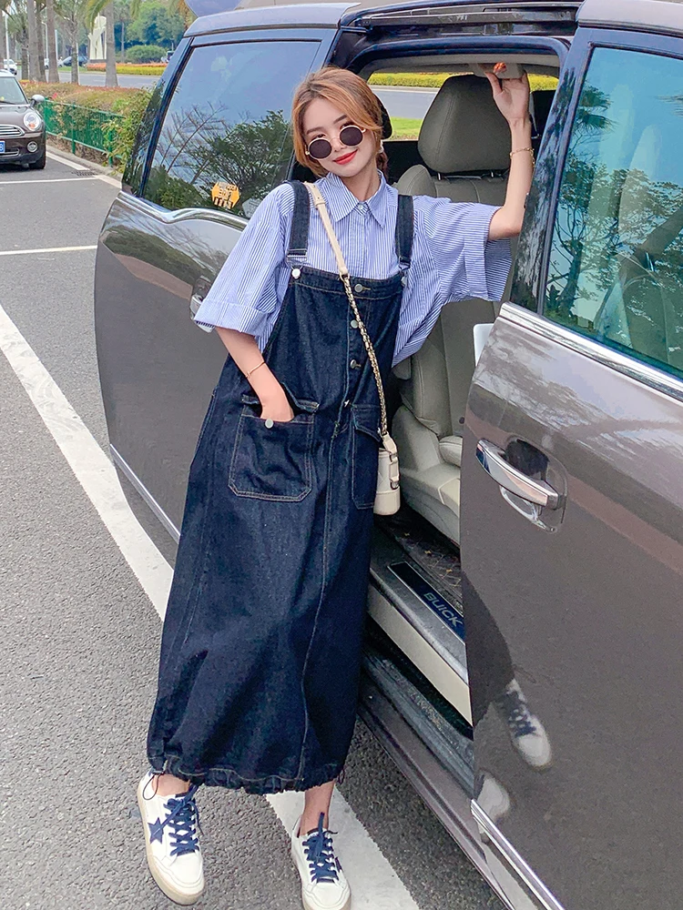 Vintage Denim Strap Dress for Women 2022 Spring Summer Streetwear Casual Loose Korean Style Long Suspander Dresses Female 9097
Vintage Denim Strap Dress for Women 2022 Spring Summer Streetwear Casual Loose Korean Style Long Suspander Dresses Female 9097
