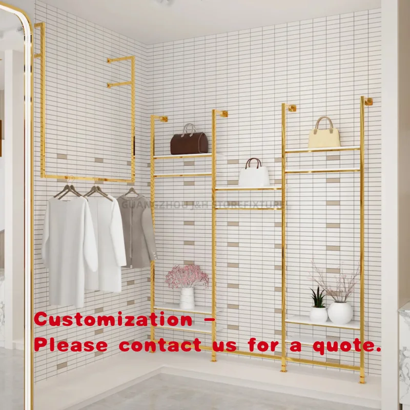 custom.Shiny Gold Clothing Display Floor Standing Garment Display Rack Clothes Wall Mounted Retail Clothing Stand
custom.Shiny Gold Clothing Display Floor Standing Garment Display Rack Clothes Wall Mounted Retail Clothing Stand