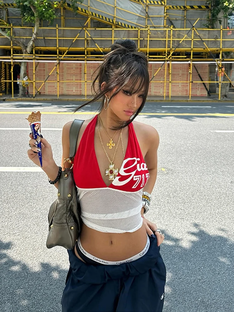 American Style Sexy Deep V-neck Halter Top Contrasting Color Splicing Short Top Fashionable Versatile Summer Vest 2025 New
American Style Sexy Deep V-neck Halter Top Contrasting Color Splicing Short Top Fashionable Versatile Summer Vest 2025 New