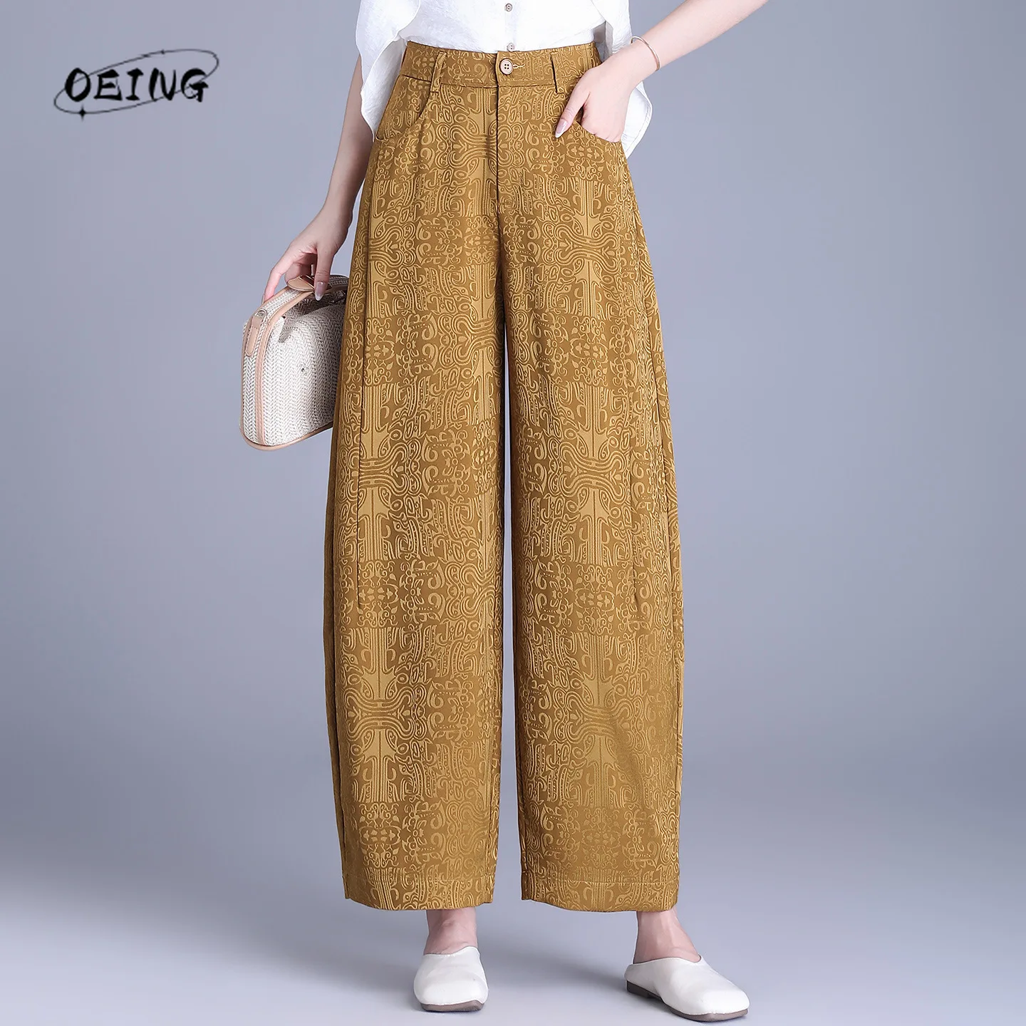 Jacquard Wide-leg Tapered Trousers for Women Summer Vintage Elegant High Waist Loose Casual Harem Cropped Trousers Female G617
Jacquard Wide-leg Tapered Trousers for Women Summer Vintage Elegant High Waist Loose Casual Harem Cropped Trousers Female G617