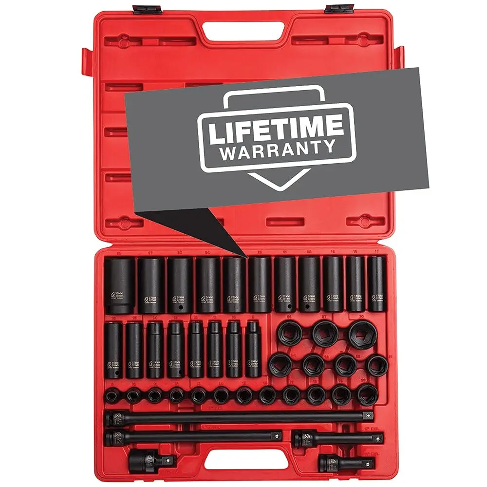 Sunex 2569, 1/2"" Drive Master Impact Socket Set, 43Piece, Metric, 9Mm - 30Mm, Standard/Deep, Cr-Mo Alloy Steel, Radius Corner
Sunex 2569, 1/2"" Drive Master Impact Socket Set, 43Piece, Metric, 9Mm - 30Mm, Standard/Deep, Cr-Mo Alloy Steel, Radius Corner
