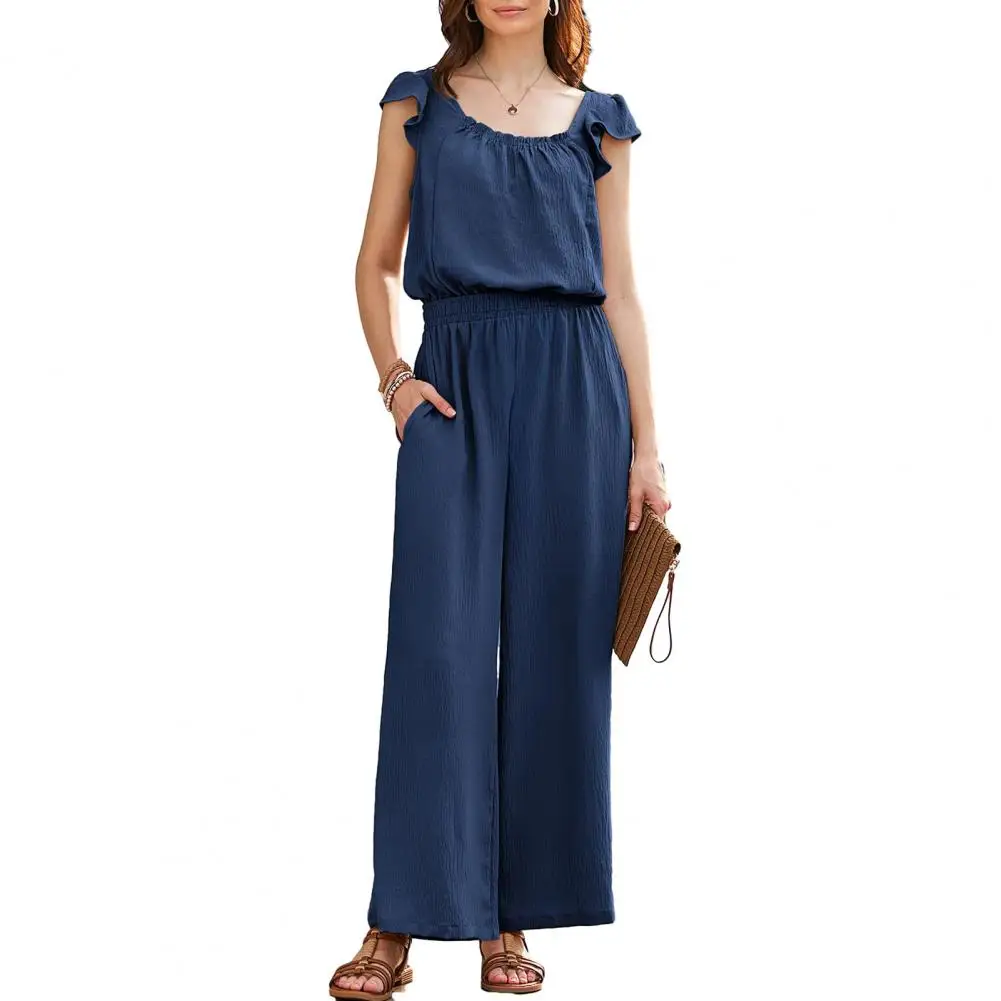 Breathable Women Jumpsuit Stylish Women's Summer Jumpsuits Ruffle Cap Sleeve Rompers Drawstring Overalls with Pockets for Women
Breathable Women Jumpsuit Stylish Women's Summer Jumpsuits Ruffle Cap Sleeve Rompers Drawstring Overalls with Pockets for Women
