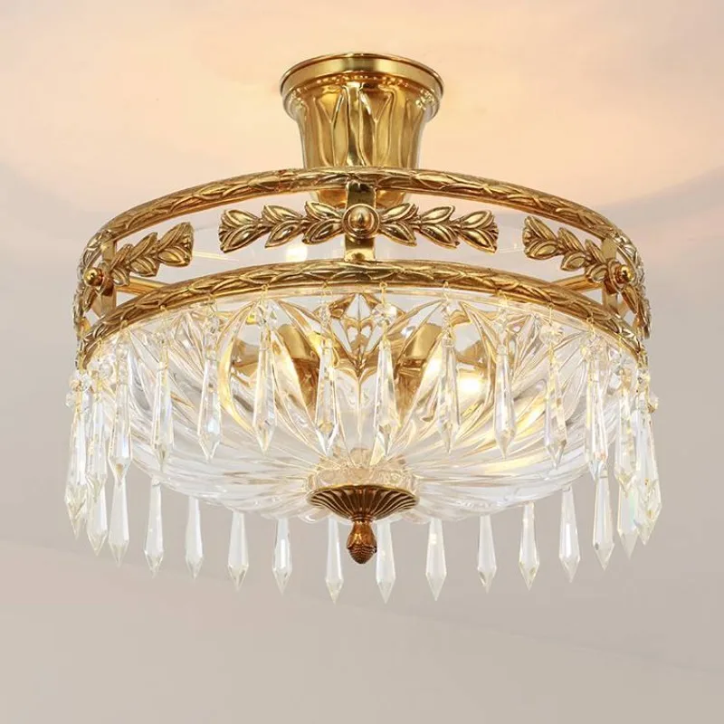 European luxury entrance hall crystal ceiling light French retro bedroom room study ceiling light
European luxury entrance hall crystal ceiling light French retro bedroom room study ceiling light
