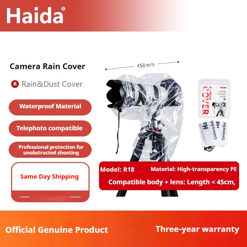 Haida R18 Camera Rain Cover (2-Piece Set) Waterproof Case Full-Transparent Rain Cover for Outdoor Shooting in Rainy Weather
Haida R18 Camera Rain Cover (2-Piece Set) Waterproof Case Full-Transparent Rain Cover for Outdoor Shooting in Rainy Weather