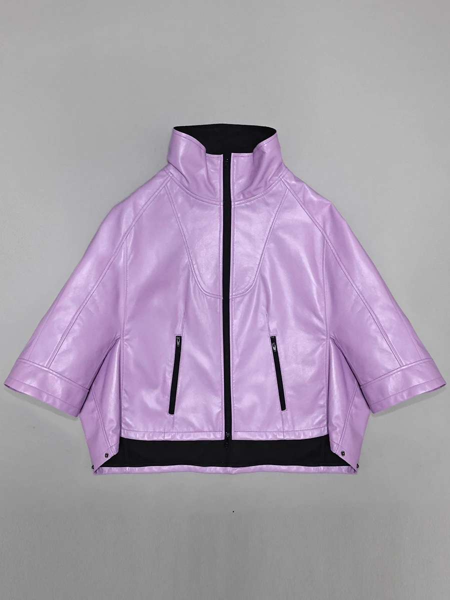 Lautaro Spring Autumn Bright Pink Soft Pu Leather Jacket Women Short Sleeve High Quality Zip Up Luxury Designer Clothing 2025
Lautaro Spring Autumn Bright Pink Soft Pu Leather Jacket Women Short Sleeve High Quality Zip Up Luxury Designer Clothing 2025