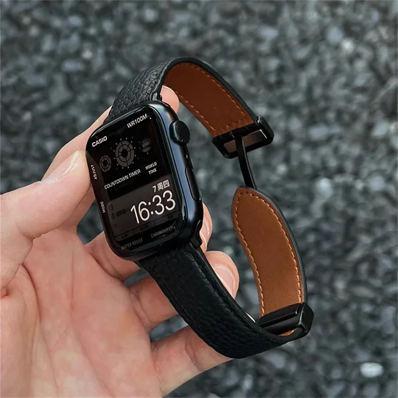 Кожаный ремешок с узором личи для Apple Watch 44 40 45 41 49 42 38 мм, мягкий ремешок с магнитной пряжкой для Ultra Series 9 8 SE 7 6 5 4 3
Кожаный ремешок с узором личи для Apple Watch 44 40 45 41 49 42 38 мм, мягкий ремешок с магнитной пряжкой для Ultra Series 9 8 SE 7 6 5 4 3