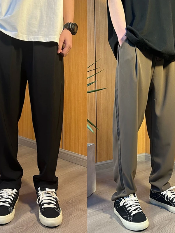 Ice Silk Straight Leg Casual Pants Men's Summer Loose Wide Leg Trousers Wrinkle Sensation Ice Silk Harlan Pants
Ice Silk Straight Leg Casual Pants Men's Summer Loose Wide Leg Trousers Wrinkle Sensation Ice Silk Harlan Pants