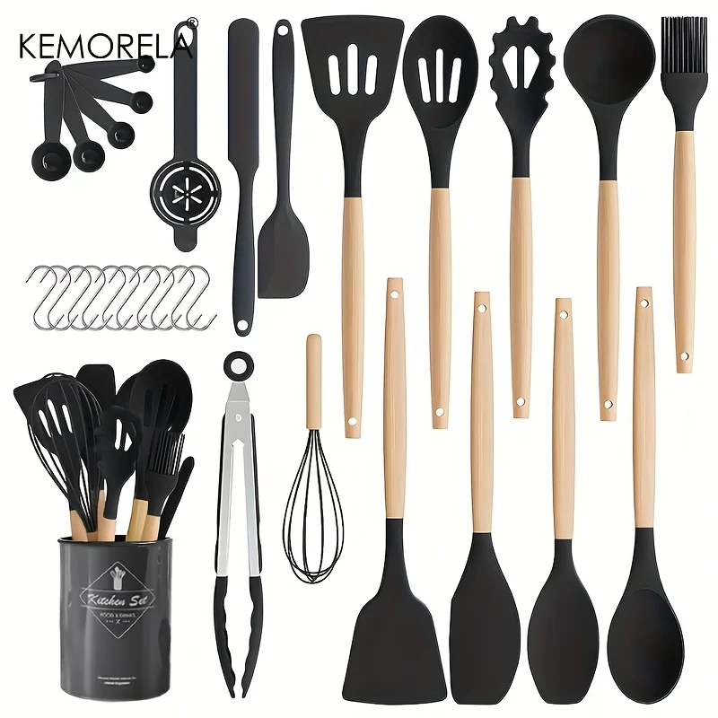 30PCS Silicone Cooking Set Heat-Resistant Silicone Utensils with Wooden Handles Non-Stick Cookware Safe, Mother‘s Day Gift Set
30PCS Silicone Cooking Set Heat-Resistant Silicone Utensils with Wooden Handles Non-Stick Cookware Safe, Mother‘s Day Gift Set