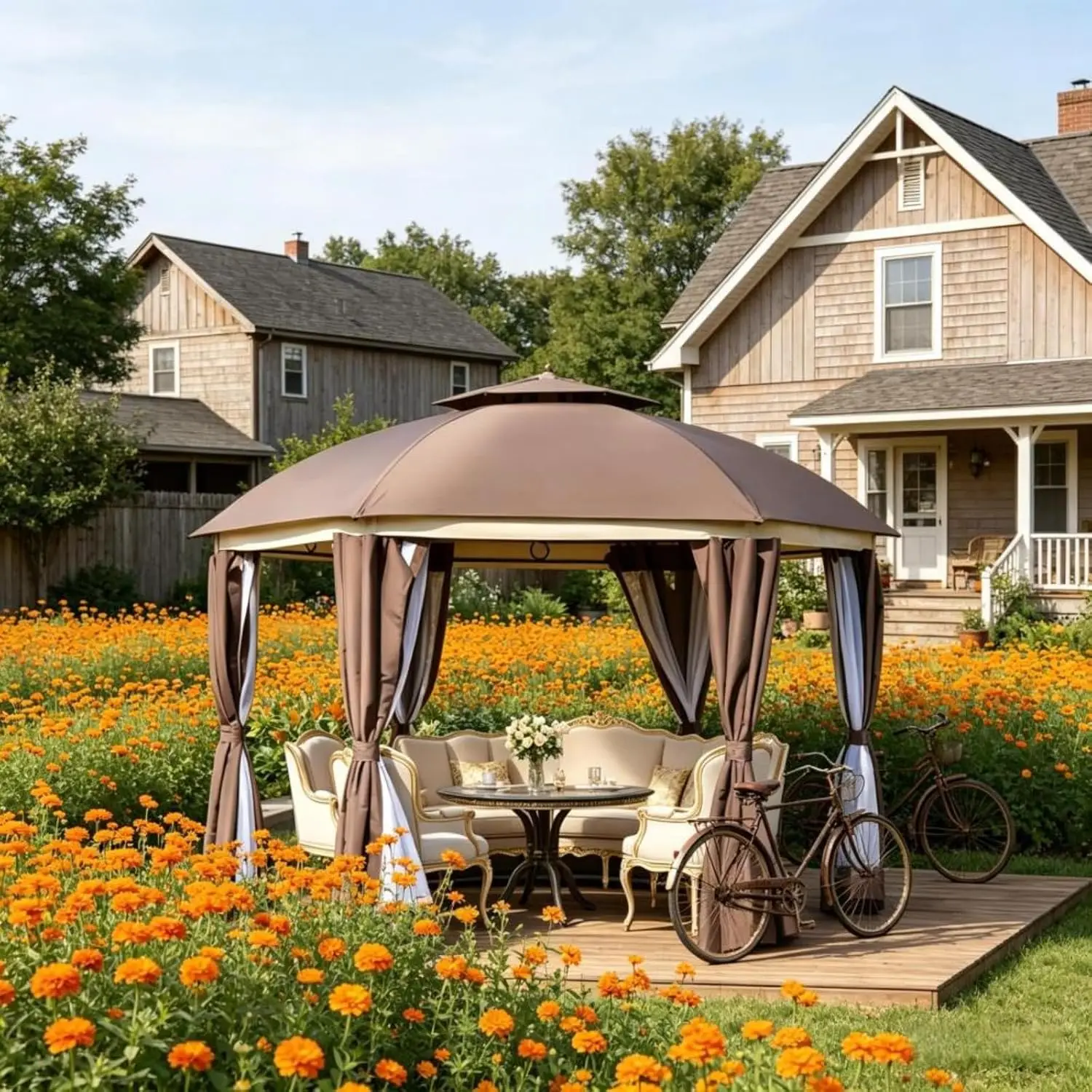 Outdoor Grill Gazebo, Heavy Duty Canopy with Double-Vented Roof and Drain Holes, UV-Proof Pavilion with Privacy, Customized
Outdoor Grill Gazebo, Heavy Duty Canopy with Double-Vented Roof and Drain Holes, UV-Proof Pavilion with Privacy, Customized
