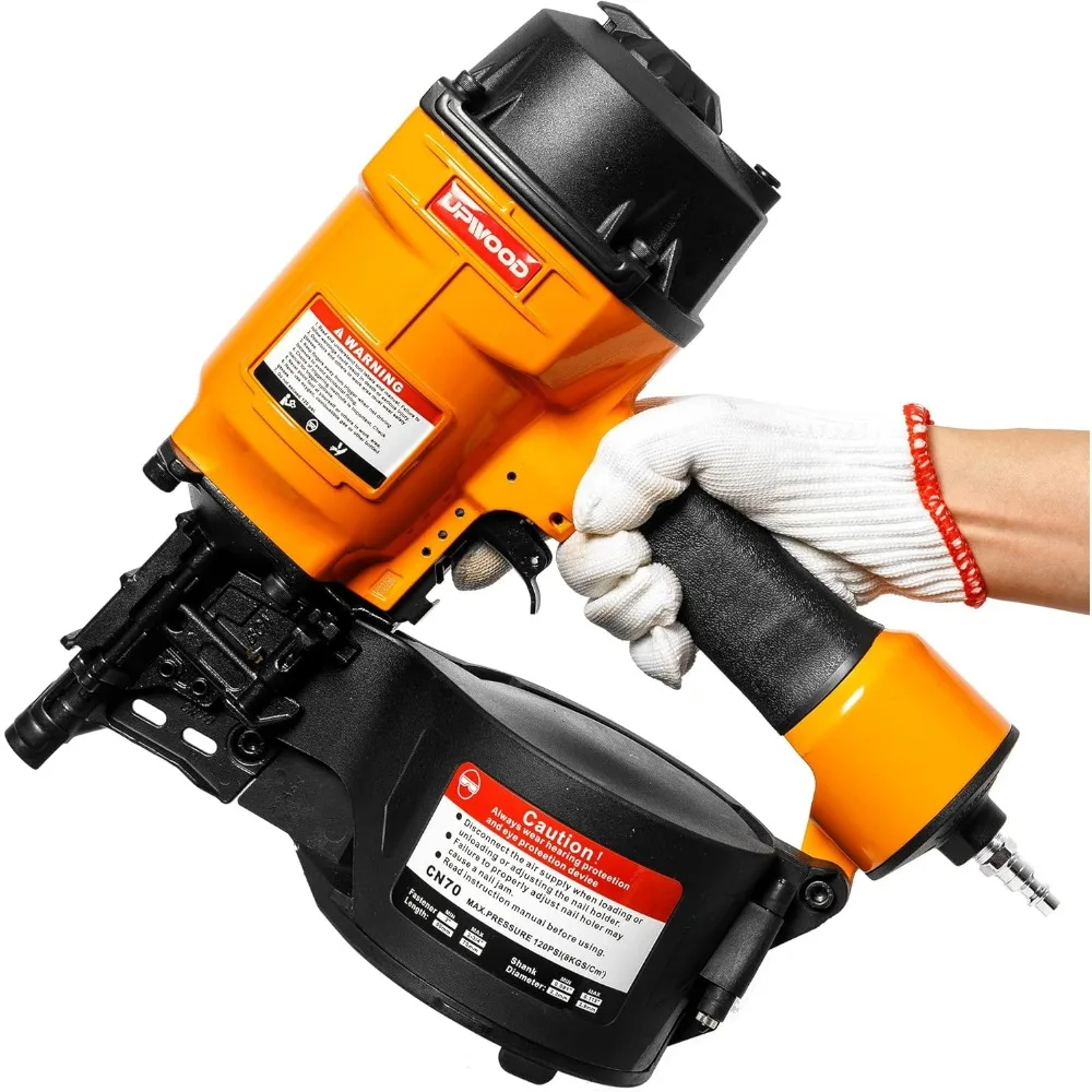 CN70 Air Coil Nailer by UPWOOD, 2 Inch to 2-3/4 Inch 15 Degree Coil Siding Nail Gun Fast Shooting Fencing Nailer Pneumatic Coil 
CN70 Air Coil Nailer by UPWOOD, 2 Inch to 2-3/4 Inch 15 Degree Coil Siding Nail Gun Fast Shooting Fencing Nailer Pneumatic Coil