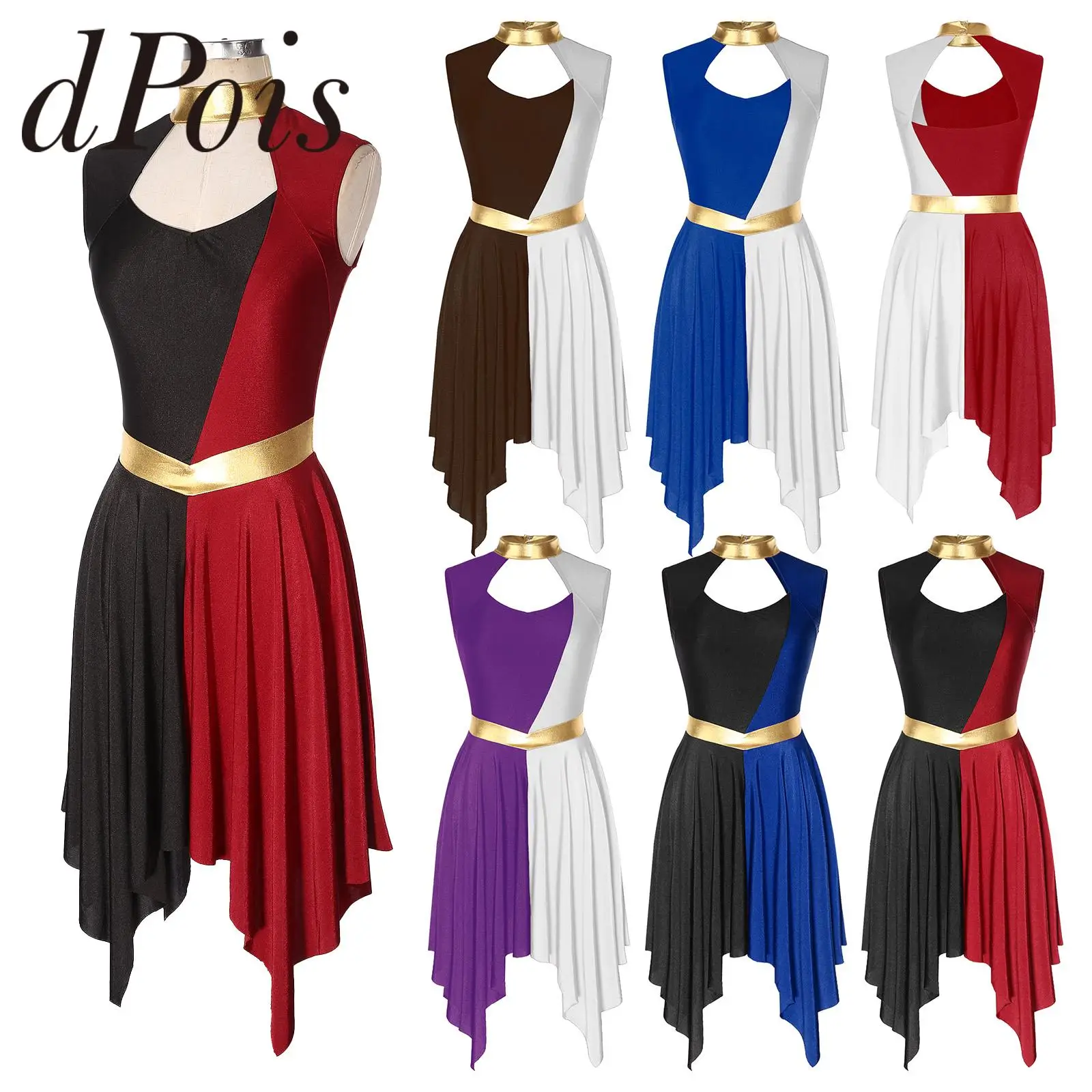 for Church Worship Women's Lyrical Dance Dress Color Block Irregular Hem Sleeveless Dresses Stage Performance Costume Dancewear
for Church Worship Women's Lyrical Dance Dress Color Block Irregular Hem Sleeveless Dresses Stage Performance Costume Dancewear