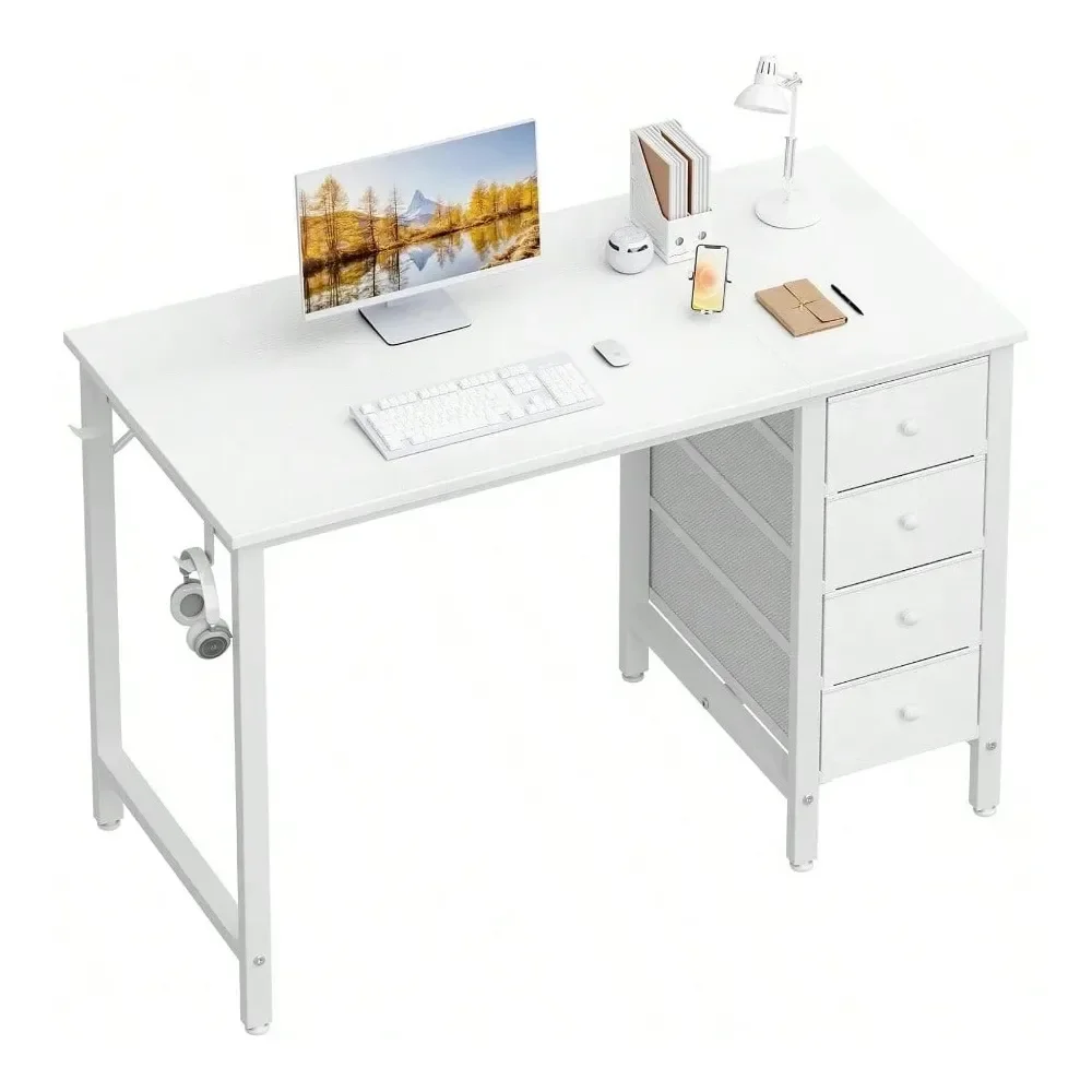 White Desk With Drawers For Bedroom, 40 Inch Kids Girls Study Desks, Reversible Computer Writing Nail Table With Fabric Drawer
White Desk With Drawers For Bedroom, 40 Inch Kids Girls Study Desks, Reversible Computer Writing Nail Table With Fabric Drawer