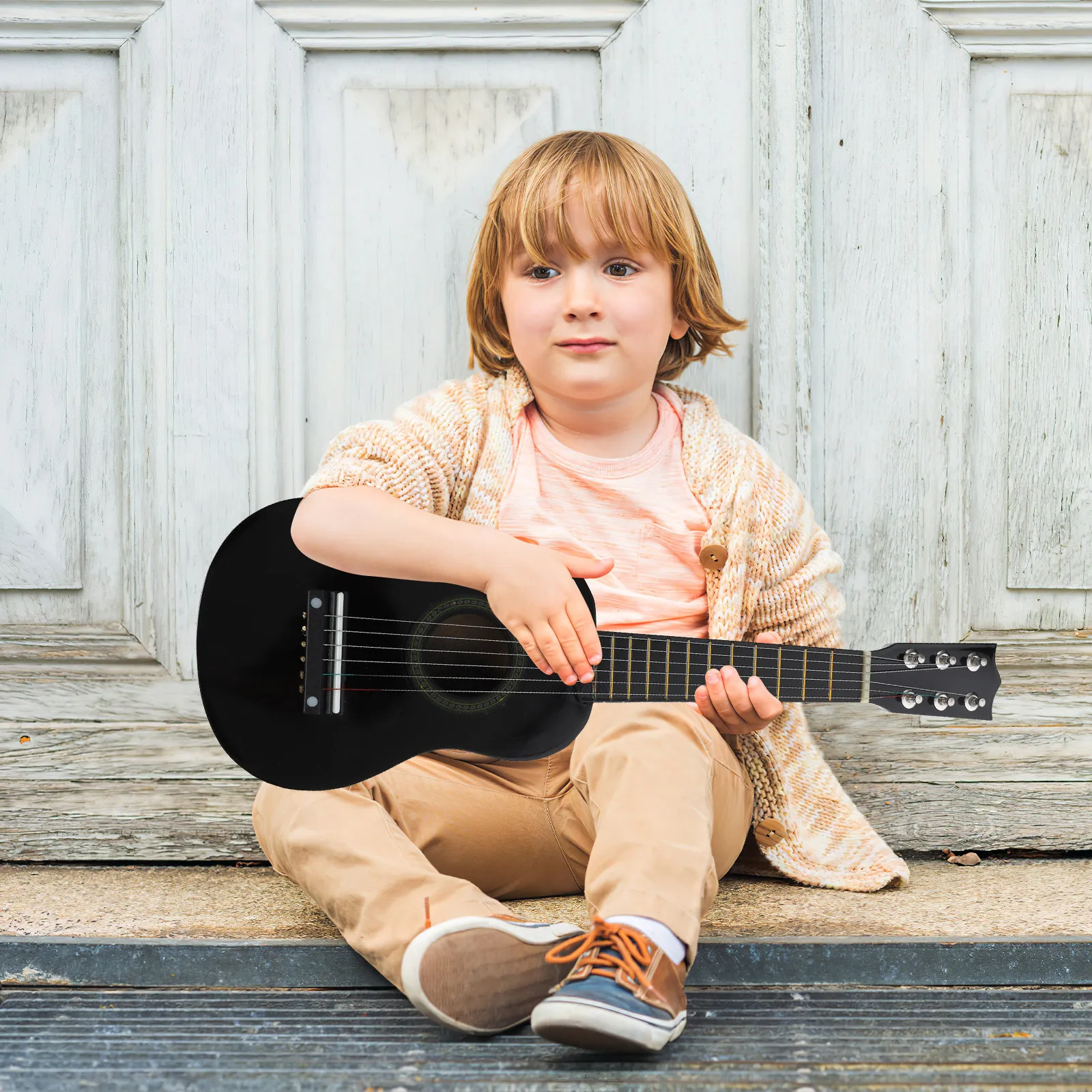 Kids 21Inch Wooden Guitar Musical Enlightenment Instrument Simulation Acoustic Guitar Gift for Beginners Practice and Home Decor
Kids 21Inch Wooden Guitar Musical Enlightenment Instrument Simulation Acoustic Guitar Gift for Beginners Practice and Home Decor