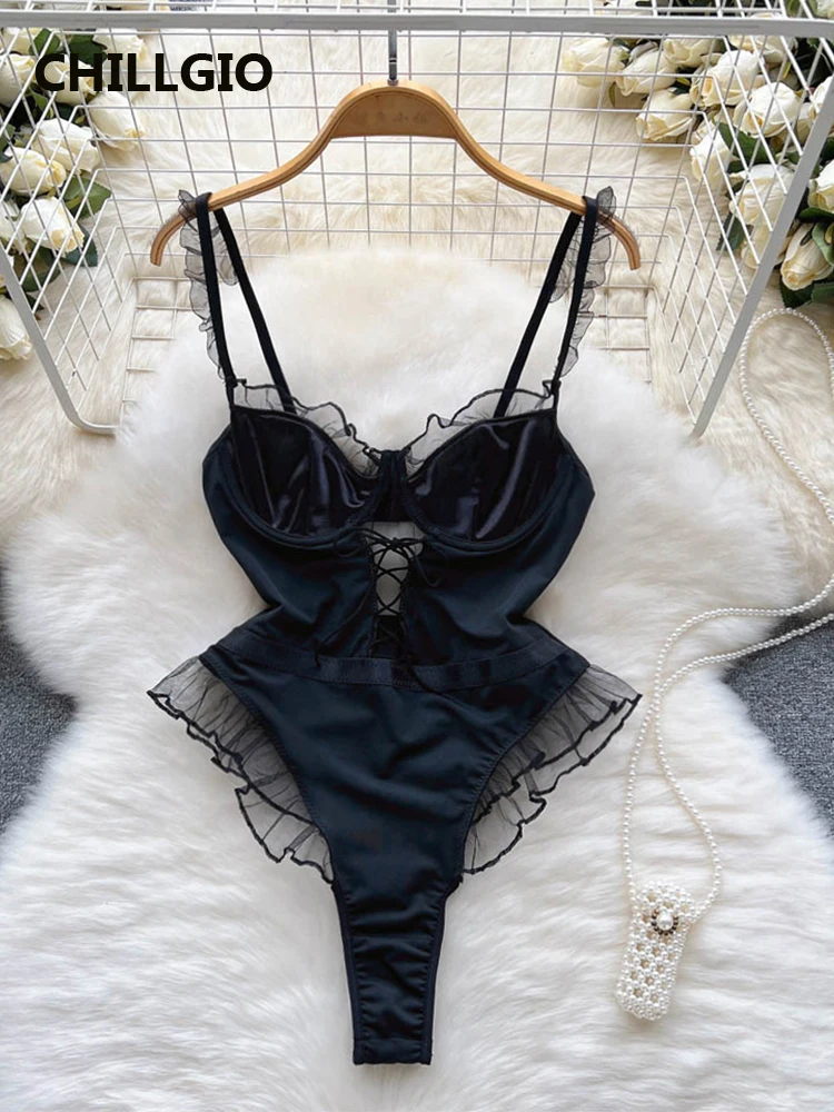 CHILLGIO Women Ruffle Lace Bodysuits Bodycon Combination Rompers Casual Streetwear Party Jumpsuit Solid Fashion Strappy Catsuits
CHILLGIO Women Ruffle Lace Bodysuits Bodycon Combination Rompers Casual Streetwear Party Jumpsuit Solid Fashion Strappy Catsuits
