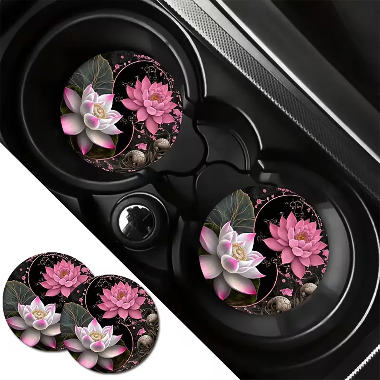 2Pcs 2.75 Inch Yin Yang Lotus Wooden Car Coasters, Universal Non-slip Cup Holder Mats
2Pcs 2.75 Inch Yin Yang Lotus Wooden Car Coasters, Universal Non-slip Cup Holder Mats