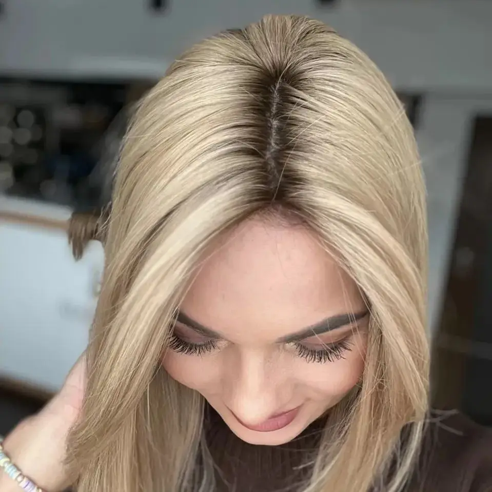 18-дюймовый парик с натуральным блондом и прямой линией роста волос, из смеси человеческих волос и синтетического волокна, омбре, для женщин, с реалистичной линией роста волос
18-дюймовый парик с натуральным блондом и прямой линией роста волос, из смеси человеческих волос и синтетического волокна, омбре, для женщин, с реалистичной линией роста волос