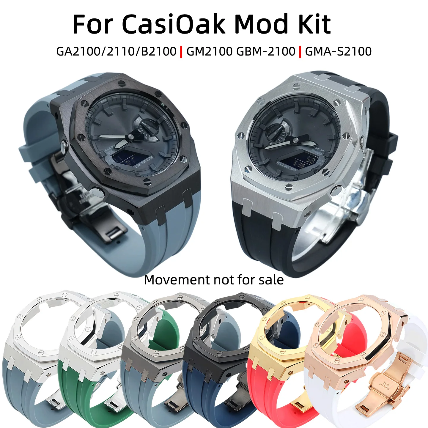 CasiOak Gen 4 Mod Kit for Casio GA-2100/2110/B2100 GM2100 GBM-2100 Women GMA-S2100 Silicone Strap SS Bezel Case Modification Set
CasiOak Gen 4 Mod Kit for Casio GA-2100/2110/B2100 GM2100 GBM-2100 Women GMA-S2100 Silicone Strap SS Bezel Case Modification Set