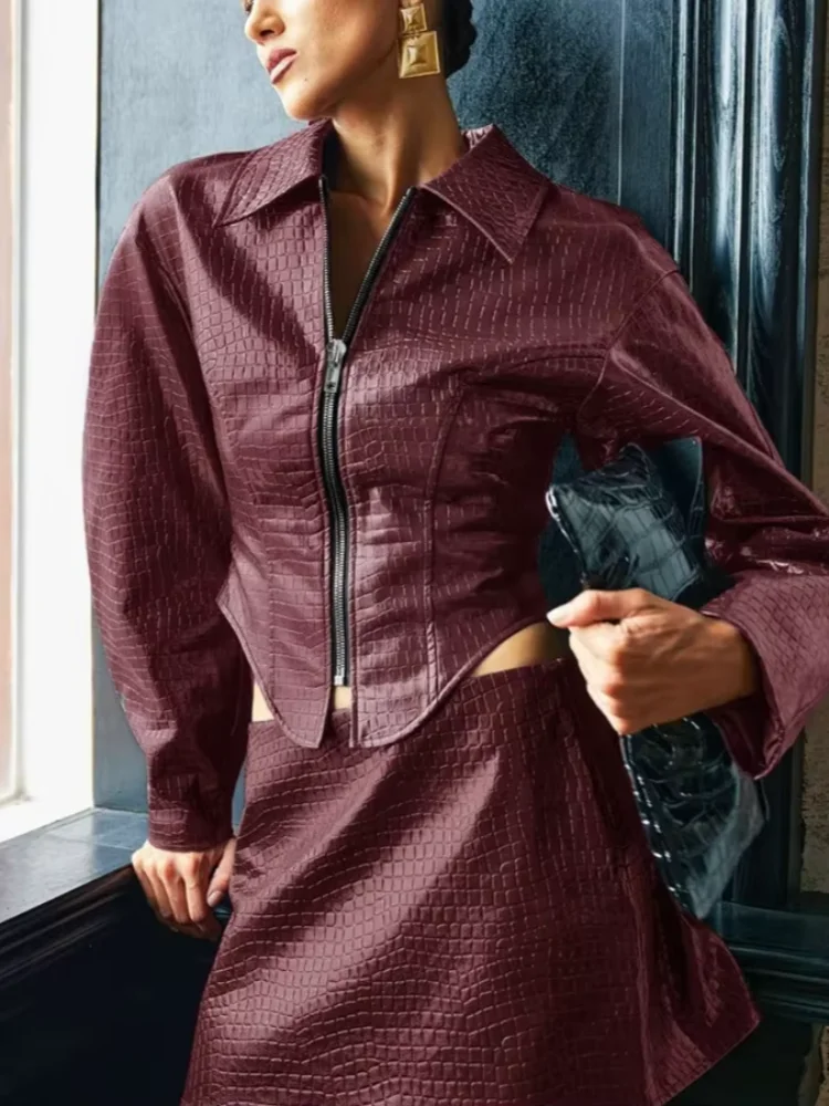 2026 Женская весенняя повседневная одежда из крокодиловой кожи с тиснением, мини-юбка, женский модный комплект с коротким пальто с длинными рукавами и v-образным вырезом с лацканами
2026 Женская весенняя повседневная одежда из крокодиловой кожи с тиснением, мини-юбка, женский модный комплект с коротким пальто с длинными рукавами и v-образным вырезом с лацканами