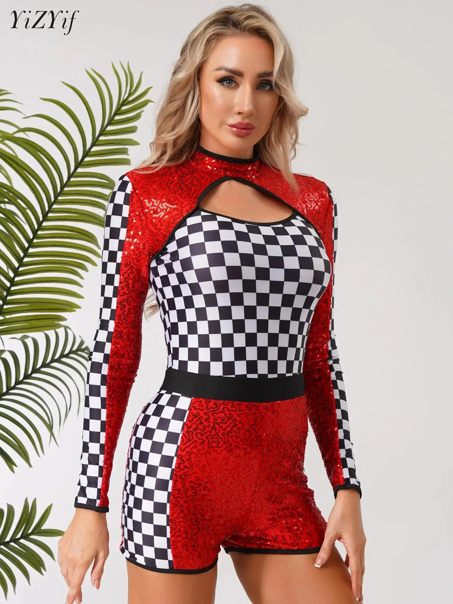 Women's Race Car Driver Bodysuit Romper Halloween Cosplay Costumes Theme Party Checkerboard Long Sleeve Boyshorts Racer Jumpsuit
Women's Race Car Driver Bodysuit Romper Halloween Cosplay Costumes Theme Party Checkerboard Long Sleeve Boyshorts Racer Jumpsuit