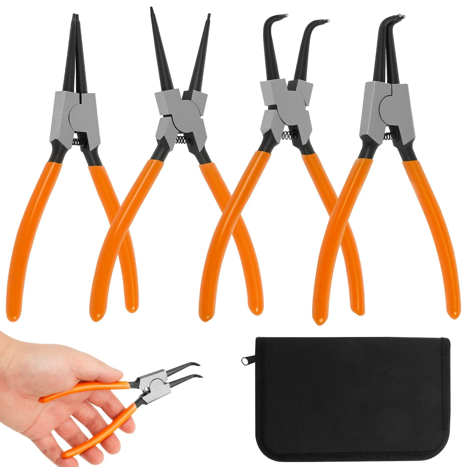 Набор из 4 плоскогубцев для стопорных колец 7 дюймов, из высокоуглеродистой стали, с изогнутыми головками, с мощной пружиной и эргономичной рукояткой для ремонта автомобилей
Набор из 4 плоскогубцев для стопорных колец 7 дюймов, из высокоуглеродистой стали, с изогнутыми головками, с мощной пружиной и эргономичной рукояткой для ремонта автомобилей