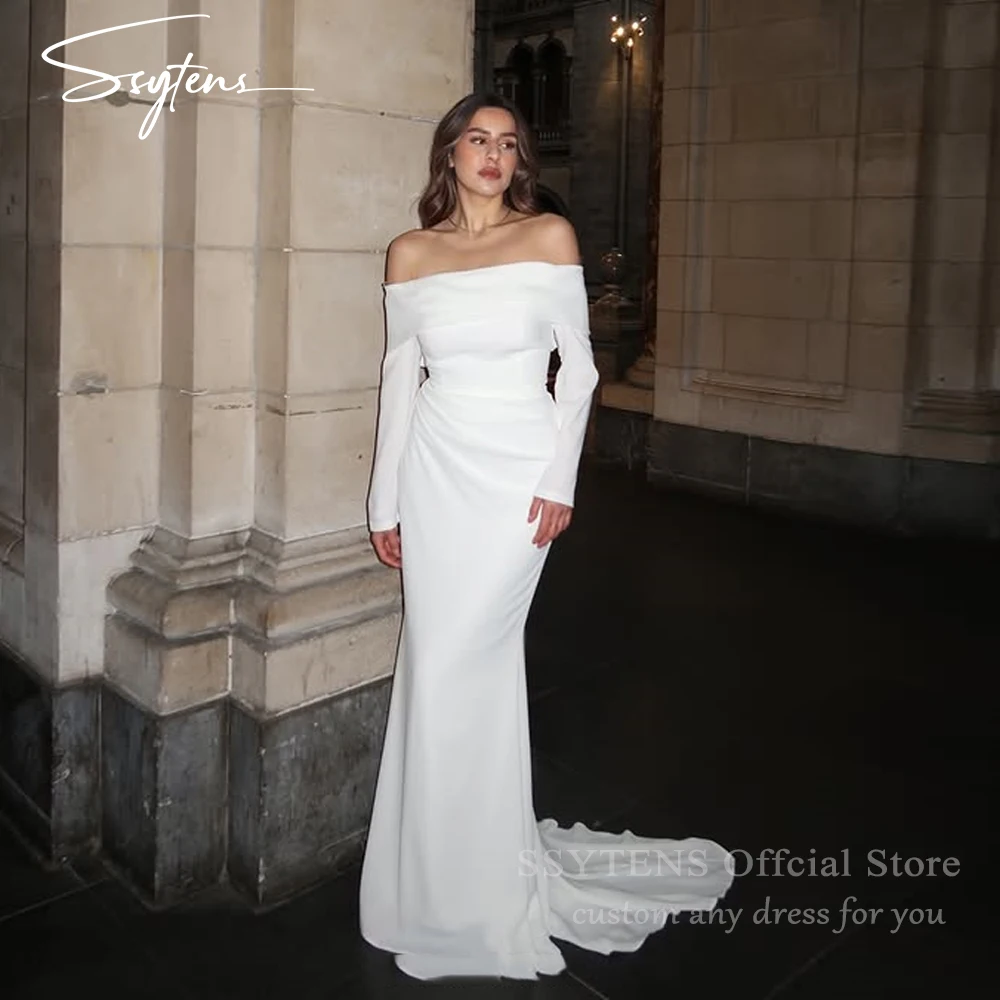 SSYTENS Simple Mermaid Long Sleeves Wedding Dresses Sexy Off Shoulder Formal Pleats Boat Neck Vintage Bridal Gowns Customized
SSYTENS Simple Mermaid Long Sleeves Wedding Dresses Sexy Off Shoulder Formal Pleats Boat Neck Vintage Bridal Gowns Customized