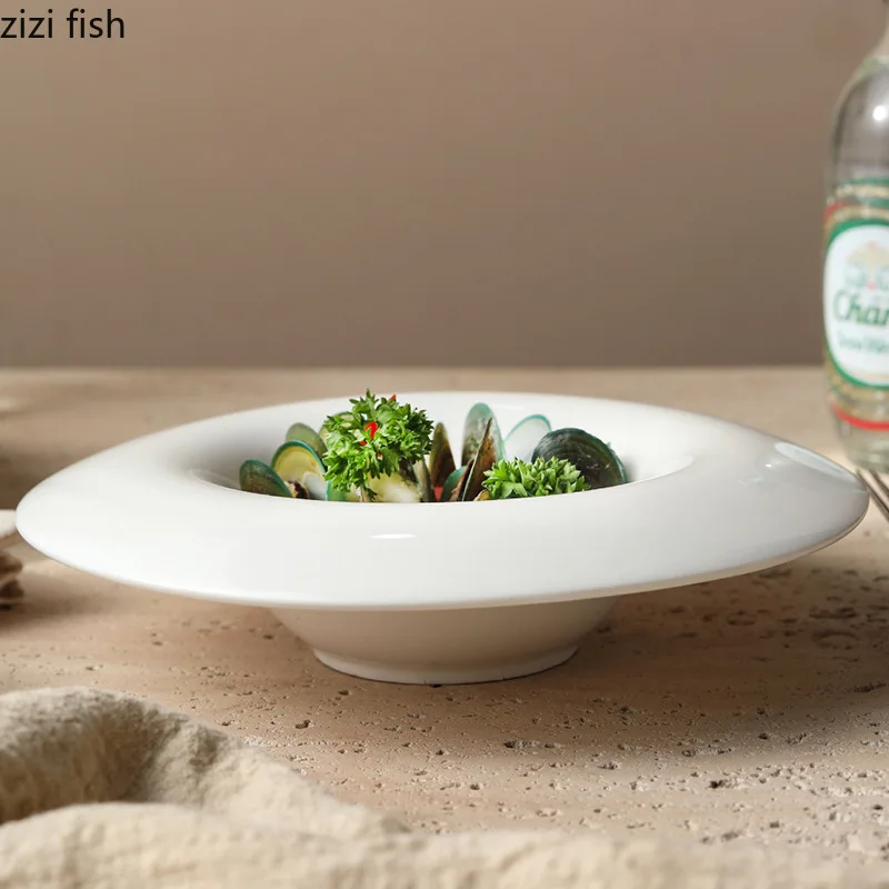 Western Ceramic Cuisine Plate Pasta Dish Dining Plates Reverse Sided Noodle Bowl Soup Plate Dessert Bowl Serving Plates Tray
Western Ceramic Cuisine Plate Pasta Dish Dining Plates Reverse Sided Noodle Bowl Soup Plate Dessert Bowl Serving Plates Tray