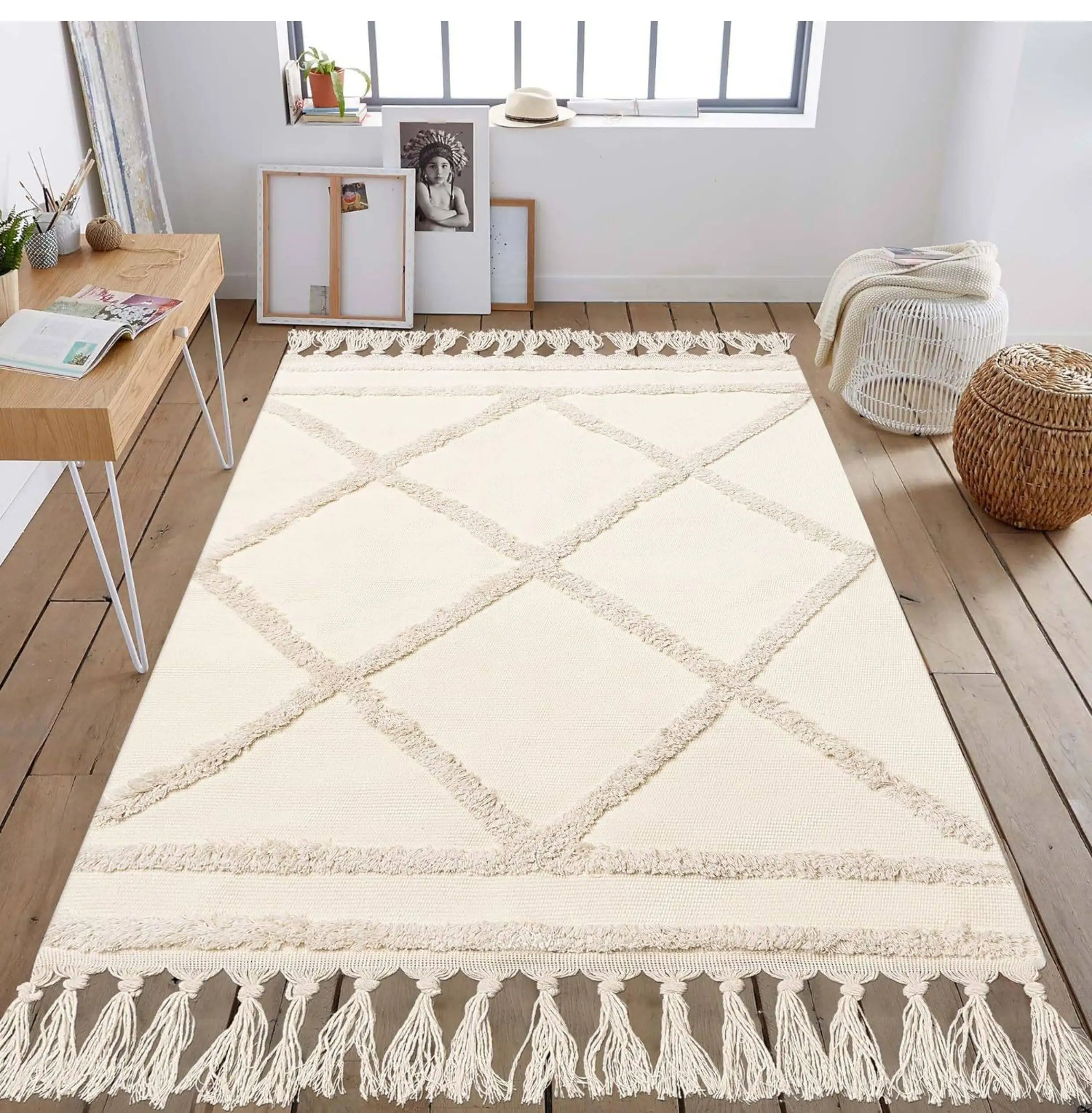 Beige Cotton Carpet Living Room Hand Woven Tassel Simple Modern Area Rug Floor Home Mat Soft Bedside Carpet Bedroom Rug
Beige Cotton Carpet Living Room Hand Woven Tassel Simple Modern Area Rug Floor Home Mat Soft Bedside Carpet Bedroom Rug