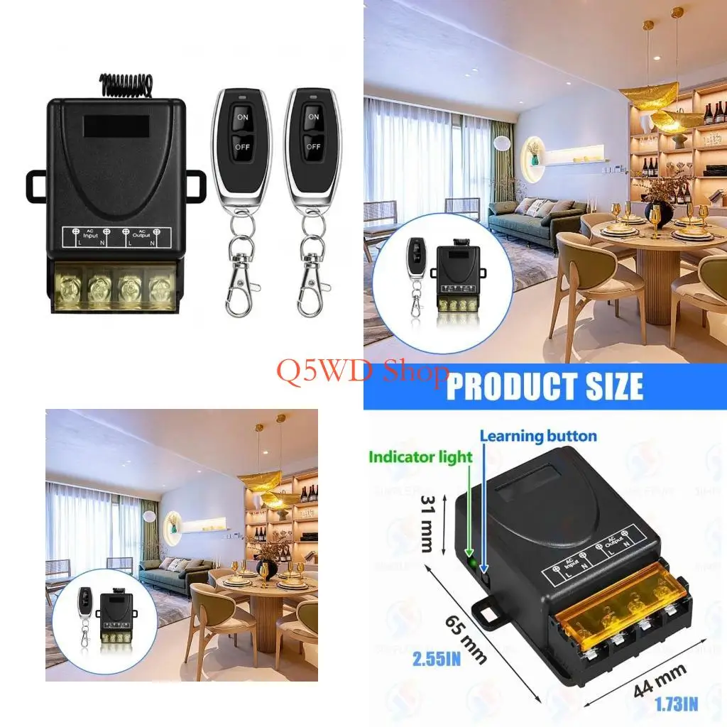 Q5WD 433MHz 220V 30A Remote Control Switches Relays Receiver and Transmitters
Q5WD 433MHz 220V 30A Remote Control Switches Relays Receiver and Transmitters