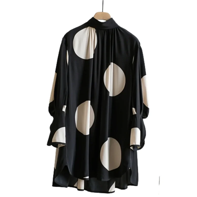 Spring Summer Mid-Long Chiffon Shirt Women 2024 New Fashion Loose Leisure Tops Wave Point Printing Black 4XL Shirt Female
Spring Summer Mid-Long Chiffon Shirt Women 2024 New Fashion Loose Leisure Tops Wave Point Printing Black 4XL Shirt Female