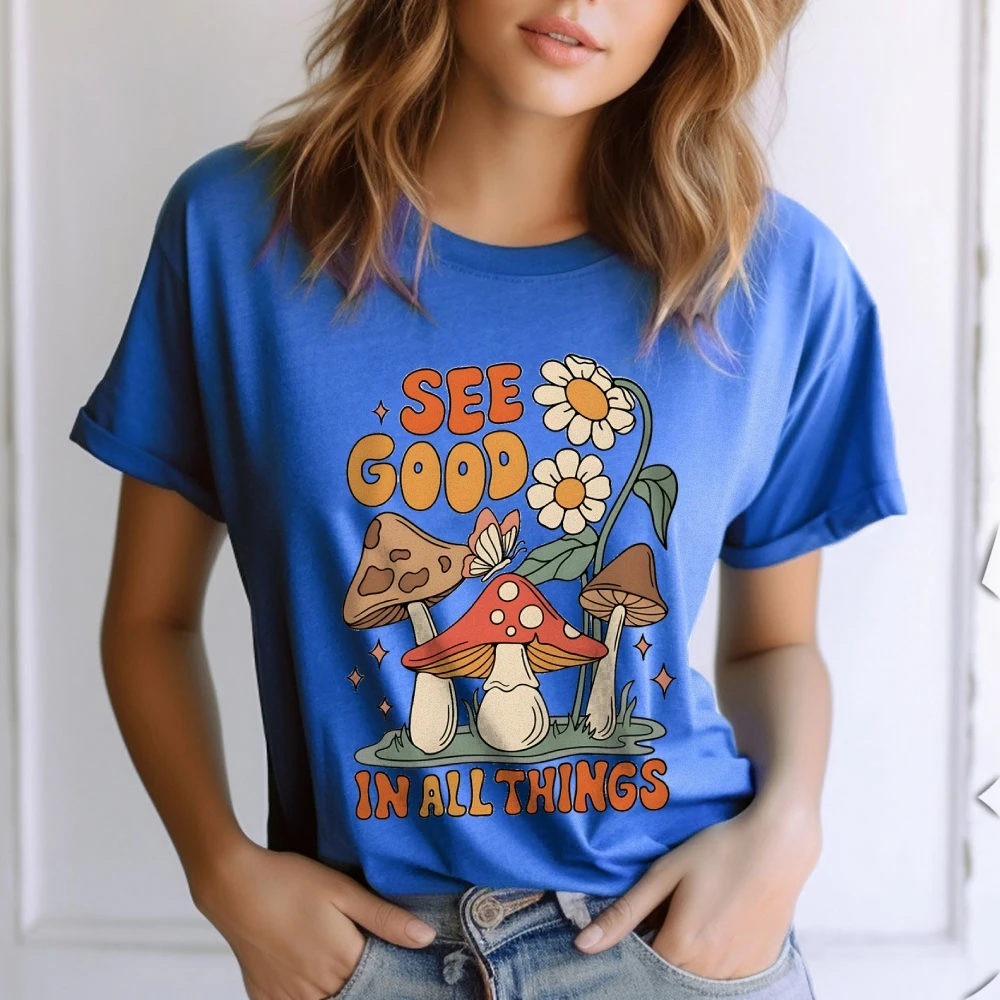 Fashion see good in all things Graphic T-Shirt Slim Cotton Crew Neck Short Sleeve Summer Women's Casual Multi-Color Couple Shirt
Fashion see good in all things Graphic T-Shirt Slim Cotton Crew Neck Short Sleeve Summer Women's Casual Multi-Color Couple Shirt