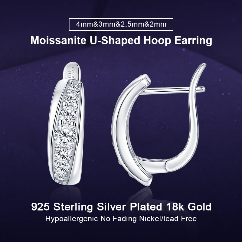 IOGOU 925 Sliver U-Shaped Hoop Earrings D Color vvs1 D0.68CT Full Moisanite Huggie Earrings for Women Trendy 2025 Fine Jewelry
IOGOU 925 Sliver U-Shaped Hoop Earrings D Color vvs1 D0.68CT Full Moisanite Huggie Earrings for Women Trendy 2025 Fine Jewelry